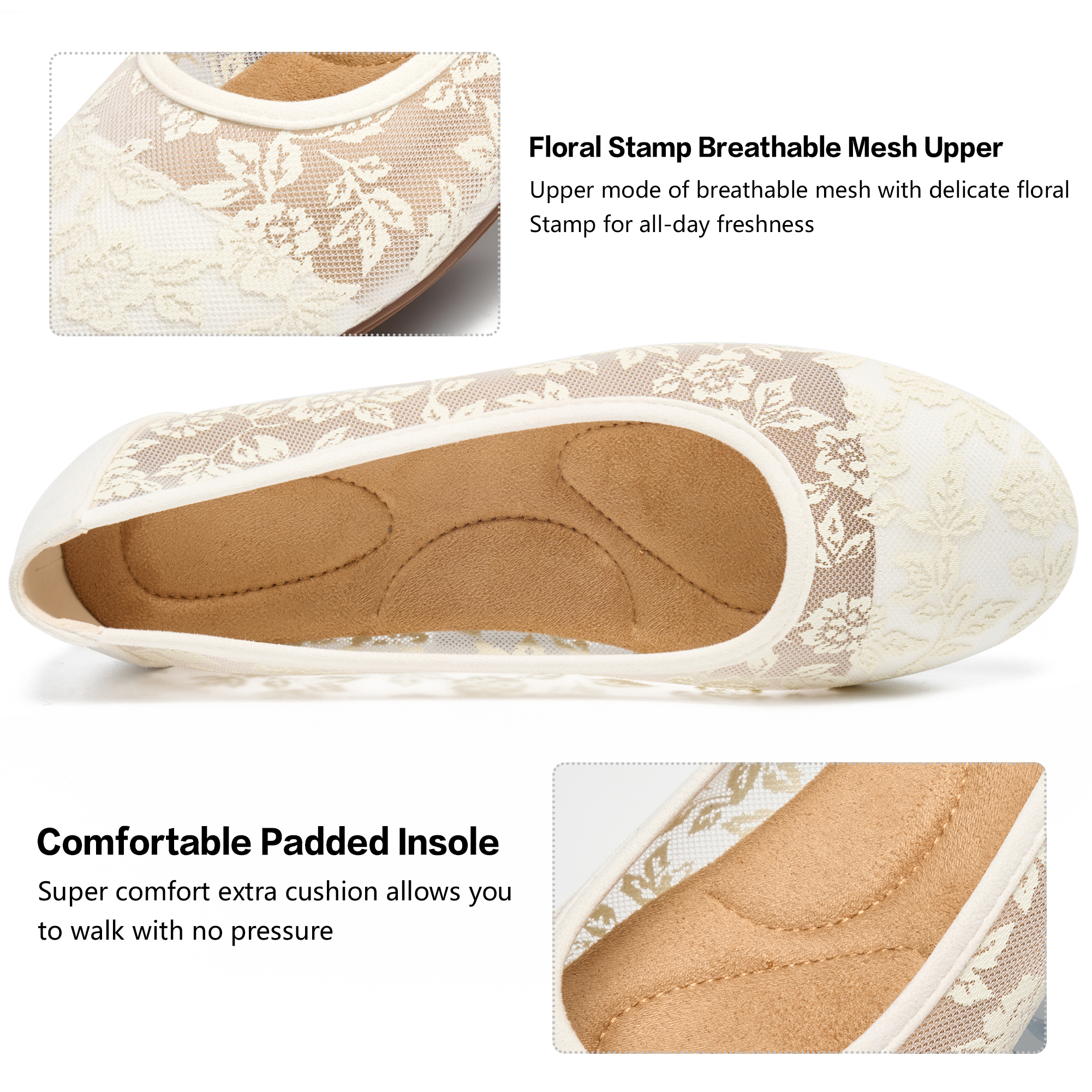 Ecetana Women's Floral Lace Ballet Flats photo 4