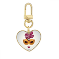 thumbnail image 1 of La feminidad máscara Feliz Carnaval de Venecia Llavero de metal en forma de corazón dorado, 1 of 3