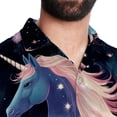 thumbnail image 5 of Starry Unicorn Men's Short Sleeve Beach Shirts Hawaiian Button Down Casual Summer Printed Unisex Top, 5 of 6