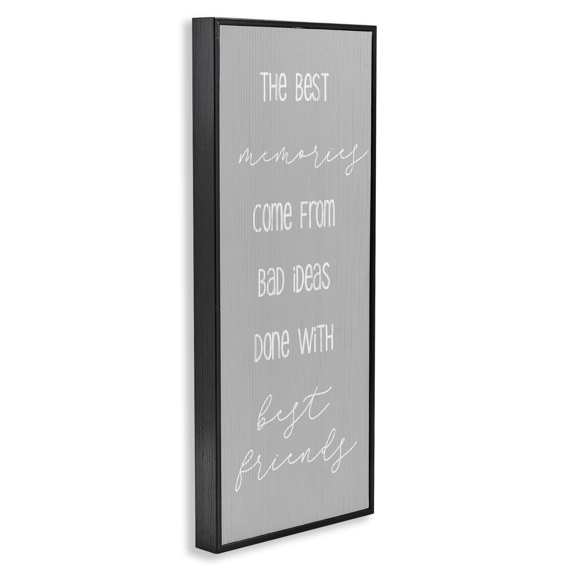 Stupell Industries Bad Ideas with Friends Typography Painting Black Framed Art Print Wall Art, 10 x 24