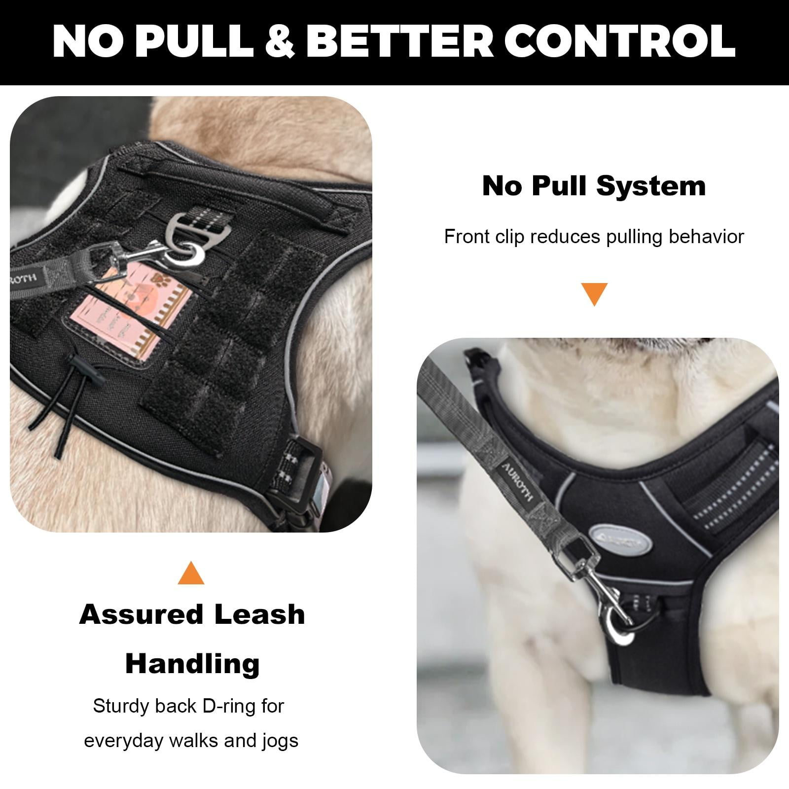 Auroth Black No Pull Dog Harness for Small Dogs, Reflective Comfortable Padded Dog Vest with Easy Control Handle, Adjustable Easy on Pet Training Walking Small Dog Harness for Puppy