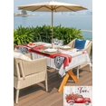 thumbnail image 4 of Outdoor Tablecloth with Umbrella Hole and Zipper, Valentines Day Rectangle Table Cloth 52x70 Inch Waterproof Tablecloth, Red Truck Rose Flowers Wooden Grain Picnic Table Cover for Patio Camping, 4 of 7