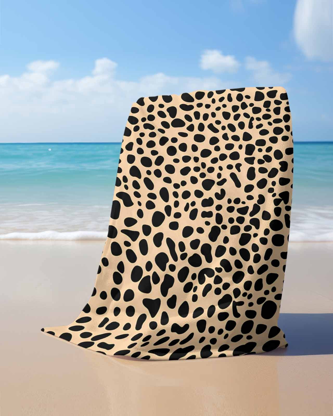 Black Beige Modern Beach Towels Oversized Super Absorbent, Abstract Art Retro Lightweight Bath Towel Quick Dry Sets For Bathroom/Pool/Rv Camping/Beach Play/Gym Room/Picnic 35"x70"