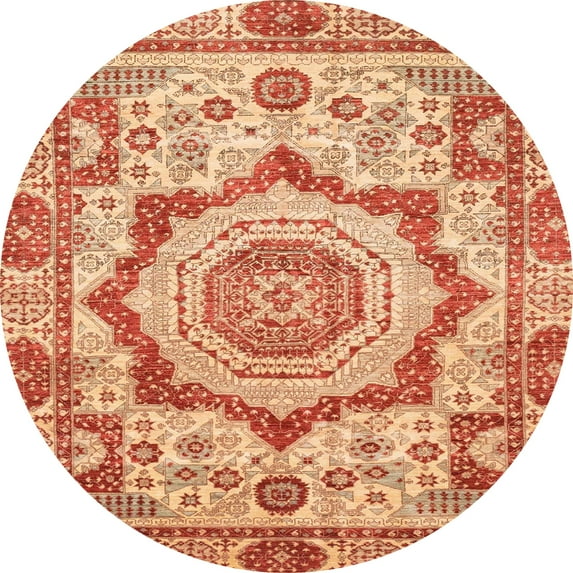 Ahgly Company Indoor Round Abstract Red Abstract Area Rugs, 3' Round
