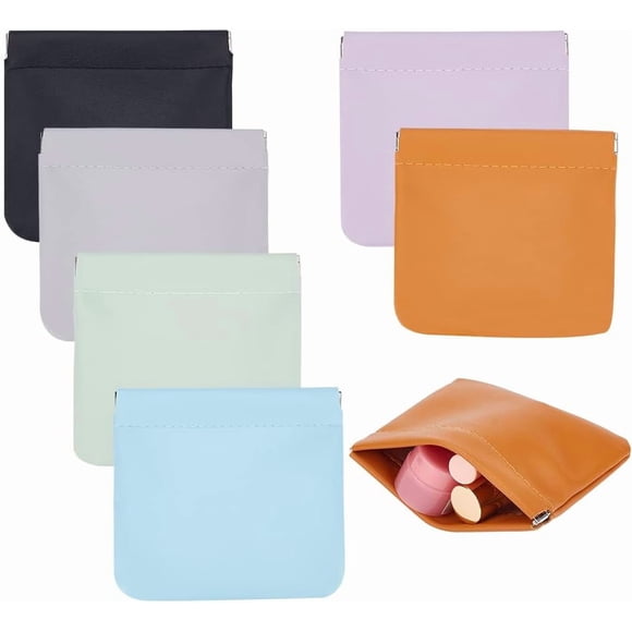 1 Sac 6 Pcs 6 Couleurs Imitation Cuir Sac à Main de Rangement pour Écouteurs avec Fermeture Magnétique Carré Couleur Mixte 11.3x12x0.6cm 1 Pce/couleur