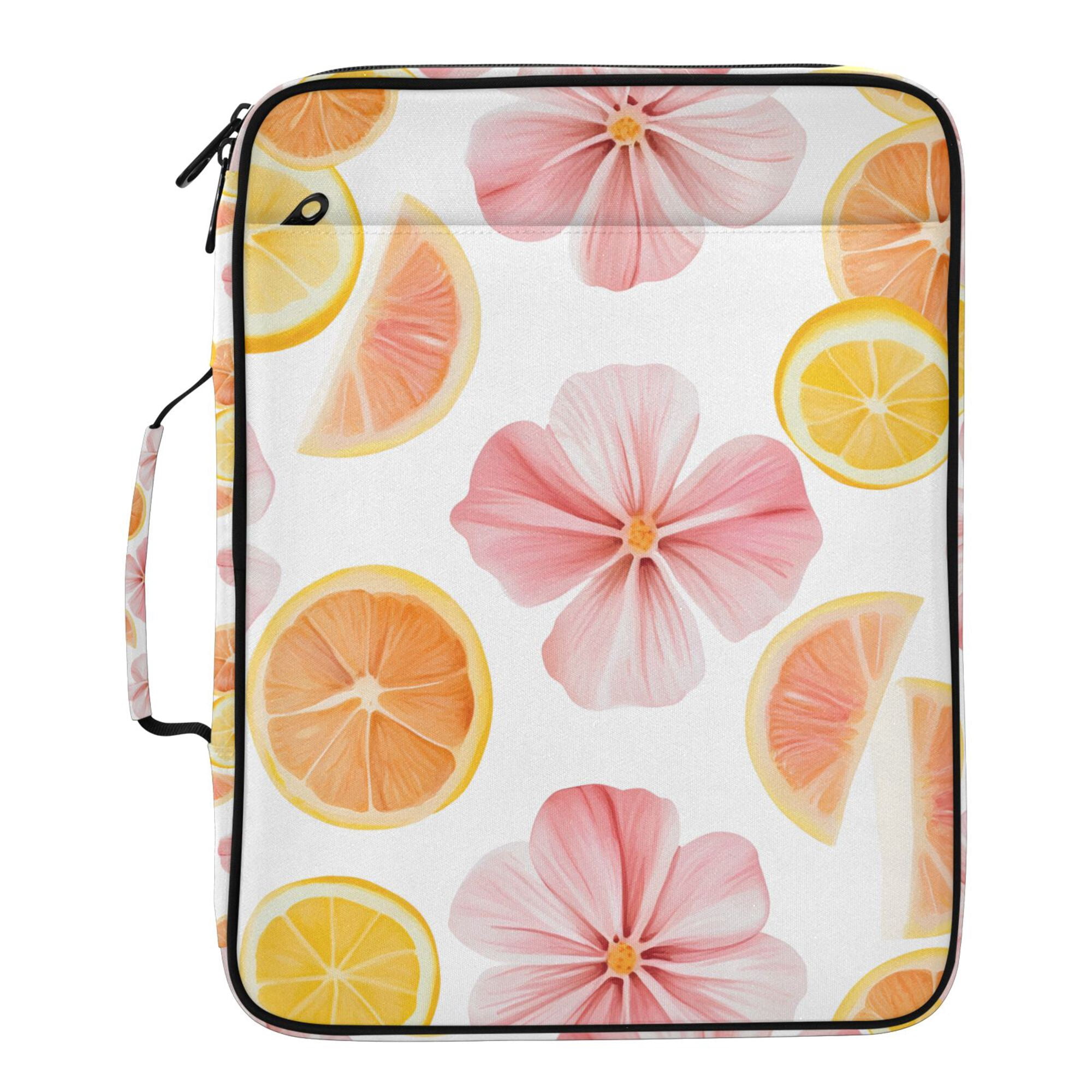 FORMRS Accordion File Folder A4 Size 7-Pocket Expanding Document Organizer Bag with 3 Ring Binder, Floral Orange