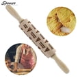 thumbnail image 6 of Spencer 17" 3D Christmas Wooden Baking Rolling Pin Engraved Embossing Rolling Pin with Christmas Symbols for baking Cookies Cake "#2", 6 of 7
