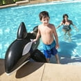 thumbnail image 6 of Bestway: Jumbo Whale Rider - Black & White - 80x40" Inflatable Ride-On Pool Float, Ocean Animal Character Lounger, Grip Handles, Water Play, Kids 3+, 6 of 10
