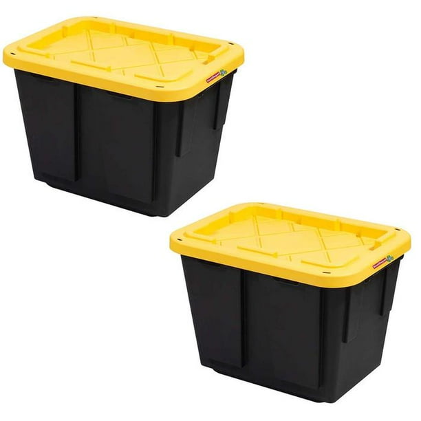 Cajas de Plástico con Orificios VentDepot 2 Pzas 45 Lt 51x38x37cm Apilable Polietileno Negro/Amarillo