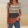 thumbnail image 2 of Tunic Tops for Women Loose Dressy Short Sleeve Henley Shirt V Neck Button Up Blouse Casual Pleated Basic Pullover, 2 of 6