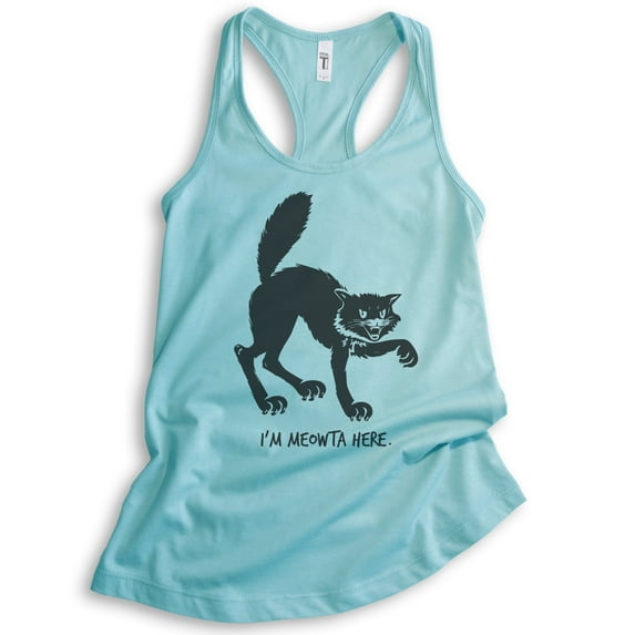 I'm Meowta Here Cat Tank Top, Ladies Racerback Tank Top, Halloween Tank, Black Cat Tank, Cat Tank, Cancun, X-Small