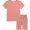Peach red, variant on WIBACKER 1-8Y Ribbed Cotton Pajamas for Little Girls 2 Piece Short Sleeve Sleepwear Set