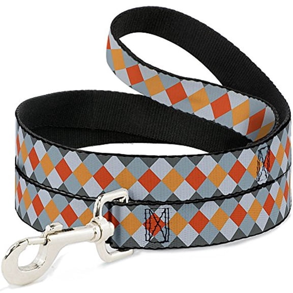 buckle-down dl-w30472 diamond plaid grays orange dog leash