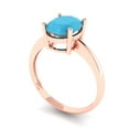 thumbnail image 2 of Clara Pucci 14K Rose Gold Solid Gold Turquoise Solitaire Anniversary Ring for Women - 2 cttw Oval Cut, 2 of 7