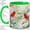 Green, variant on Red Cardinal Watercolor Coffee Mug, Cardinal Birds Mug, Morning Coffee Tea Cup for Kitchen Desk, Pond Scene with Butterflies and Magnolia, Garden Wildlife Art, Birdwatchers Women Men