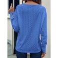 thumbnail image 4 of Women'S Tops Dressy Casual V Neck Long Sleeve Buttons Hollow Out Lace Embroidered Blouses Shirts Blue XL, 4 of 7