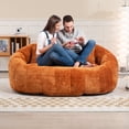 thumbnail image 6 of 57-In Loveseat Bean Bag Sofa, Modern Chenille Pouf Sofa with 2 Pillows, Apartment Accent Floor Lounge Chair, Durable Comfort Lounger High Back Couch for Adults and Kids, No Installation Required, 6 of 9