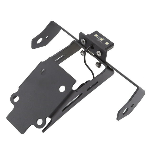 Soporte para Placa de Matrícula de Motocicleta ANGGREK Acero Al Carbono Negro Con 3 Luces