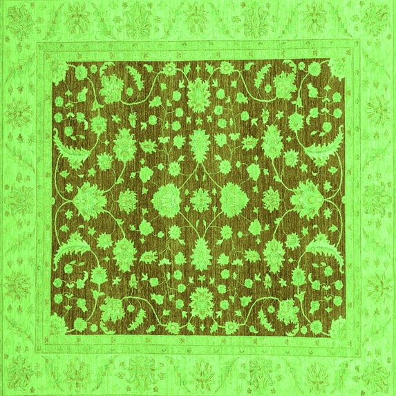 Ahgly Company Indoor Square Oriental Green Traditional Area Rugs, 5' Square