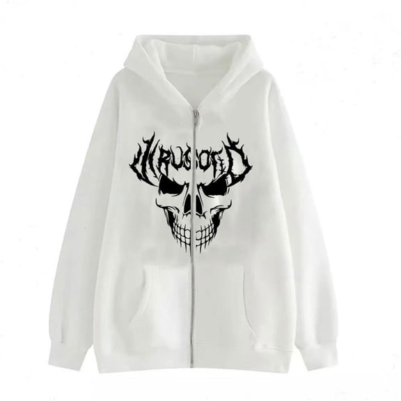Y2K Butterfly Print Hoodie Gothic Harajuku Style Sweatshirt Unisex Oversized Casual Zip-Up Hooded Sweatshirt