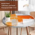 thumbnail image 3 of Burnt Orange Gray Round Tablecloth 36-44 Inch Round Fitted Table Cloth with Elastic Edge, Modern Abstract Geometric Oil Painted Waterproof Table Cover Protector for Outdoor Picnic Party Dining, 3 of 6