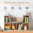 thumbnail image 4 of Huracan 6-Cubby Kids Bookcase with Reading Nook and Cushion, Multi-Purpose Storage Organizer for Bedroom, Living Room, Natural, 4 of 5