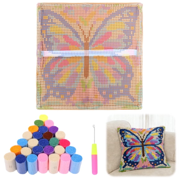 17" Latch Hook Pillow Kit for Adults Beginners,Cute Animal Latch Hook Kits with Yarn Embroidered Fabric for Home Sofa Decor