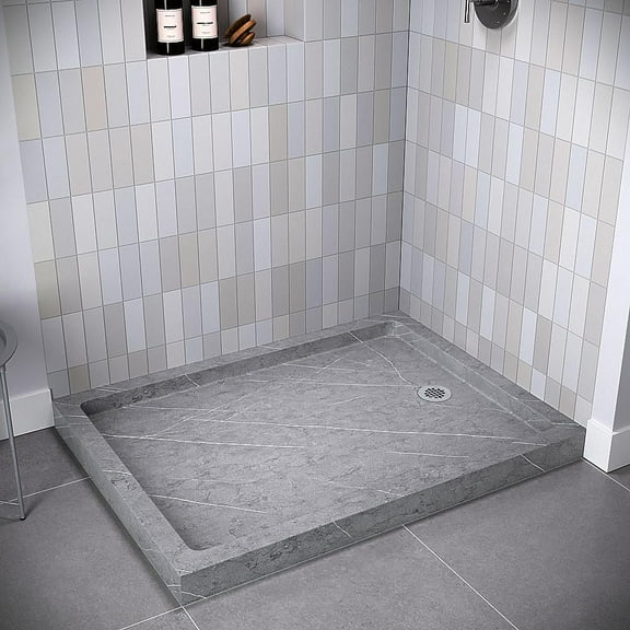 Streamline NTM-694-48GR-RH 48 in. x 36 in. Corner Acrylic Shower Base in Matte Grey with Right Hand Drain, Drain Included
