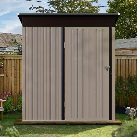 3'x5' Outdoor Metal Storage Shed, Galvanized Steel Shed With Hinged Door Utility Tool Storage House For Garden, Backyard