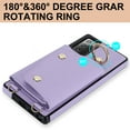 thumbnail image 3 of Crossbody for Samsung Galaxy Note 20 Phone Case for Women, Wallet Case with Credit Card Holder Shoulder Strap & Wrist Lanyard Shockproof Purse Back Flip 360 Ring Holder Kickstand Case,Purple, 3 of 9
