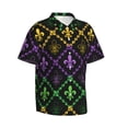 thumbnail image 2 of Easygdp Mardi Gra Geometric Men's Hawaiian Shirts Print Lapel Short Sleeve for Beach, vacation, party, casual occasions - 3X-Large, 2 of 9