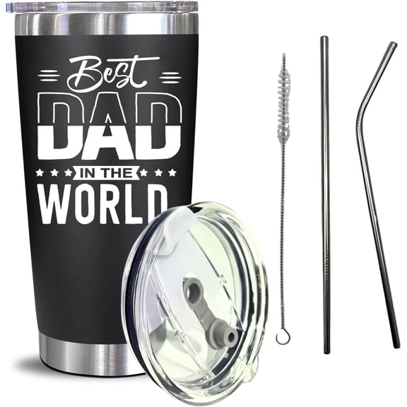 Funny Gifts for Dad, Father, Husband, Men, Insulated the Loud Cup with Straw and Brush- Best Dad Ever Gifts for Father''s day, Christmas, Birthday, New Dad, Valentines - 20 Oz Tumbler