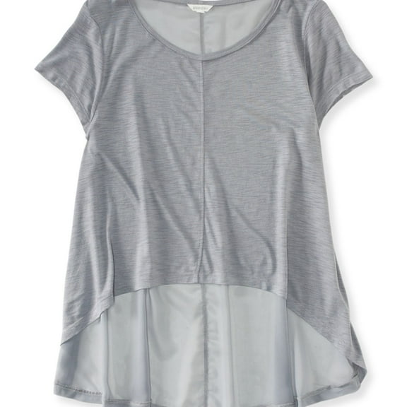 Aeropostale Womens Sheer Tux Hem Basic T-Shirt, Grey, Juniors, Medium
