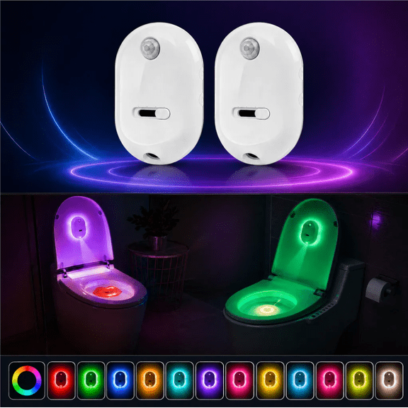 Toilet Night Light Motion Sensor, Motion Activated Night Light 13 Color Changing 4 Projection Patterns, Rechargeable Toilet Bowl Light for Bathroom Accessories Decor Men Women Kid Gifts