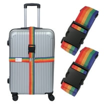 Uxcell Cross Luggage Straps with Quick-Release Buckle ID Card Adjustable Suitcase Belt Rainbow