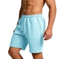 thumbnail image 3 of TEAJOPSUU Men's Casual Shorts Elastic Waist Drawstring Lightweight Breathable Beach Shorts with Pocket Light Blue, 3 of 7