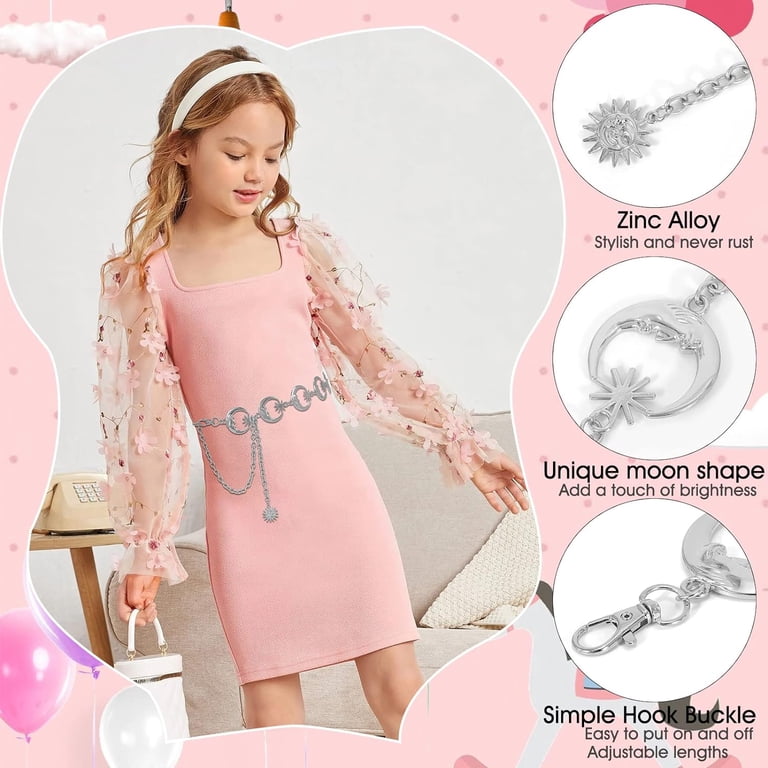Kids Metal Waist Chain Belt, Shiny Adjustable Chain Waist  display picture 1