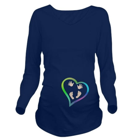 

CafePress - Baby Hands And Feet In Heart Long Sleeve Maternity - Long Sleeve Maternity T-Shirt