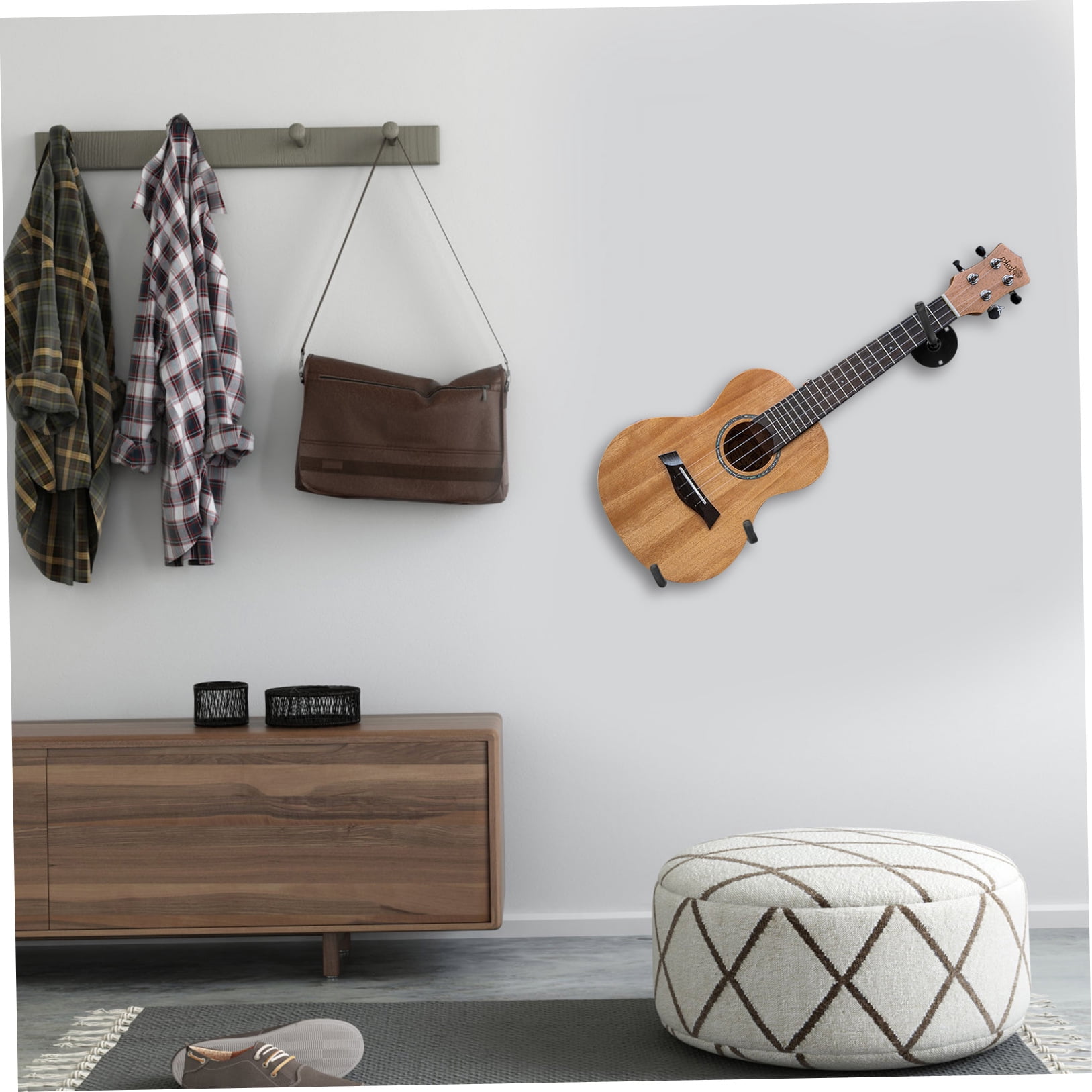 Soimiss 1Set Metal Guitar Wall Mounted Holder in Black for Bass Ukulele Display