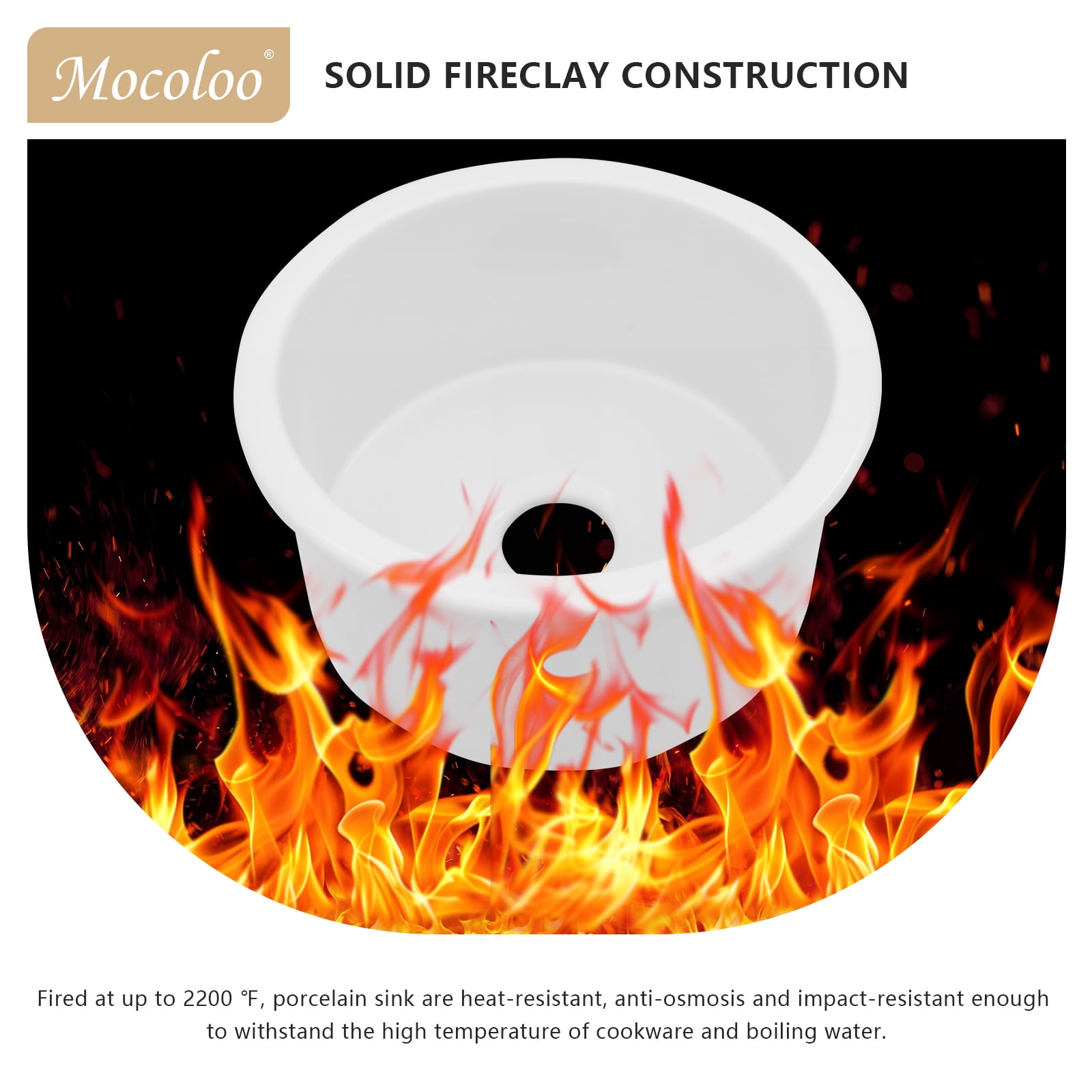 18 Inch Round White Kitchen Ceramic Sink Single Bowl Undermount Porcelain Sink with Bottom Grid and Drain Assembly Combo