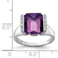 thumbnail image 2 of 925 Sterling Silver Rhodium-plated Octagonal Checker-Cut Amethyst and Diamond Ring, 2 of 2