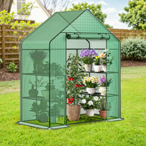 Grezone Tunnel Greenhouse Garden Green House with Roll-Up Zipper Doors, Portable, Clear PVC Cover