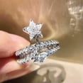 thumbnail image 3 of K-KED Luxury Women 925 Silver Star Rings Gifts Cubic Zirconia Delicate Jewelry Size 6-10-9-Silver, 3 of 7