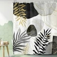 thumbnail image 3 of Boho Mid Century Shower Curtain,Abstract Minimalist Geometric Gold Black Leaves Aesthetic Modern Bathroom Curtain, Fabric Polyester Shower Curtain Decor Set with Hooks 72X84in, 3 of 6