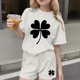 thumbnail image 2 of Vestido de manga corta para niños Día de San Patricio impreso conjunto de dos piezas niñas casual cuello redondo blusa y pantalones cortos, 2 of 6