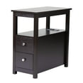 thumbnail image 2 of Topcobe End Table with USB Charging Station, Modern Nightstand with 2-Drawer for Living Room Bedroom, Narrow Sofa Side Table, Brown, 2 of 8