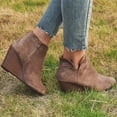 thumbnail image 7 of asdoklhq Wedges for Women,Women's Retro Zip Waterproof Platform Thick Heel High-heeled Shoes Single Shoes, 7 of 7