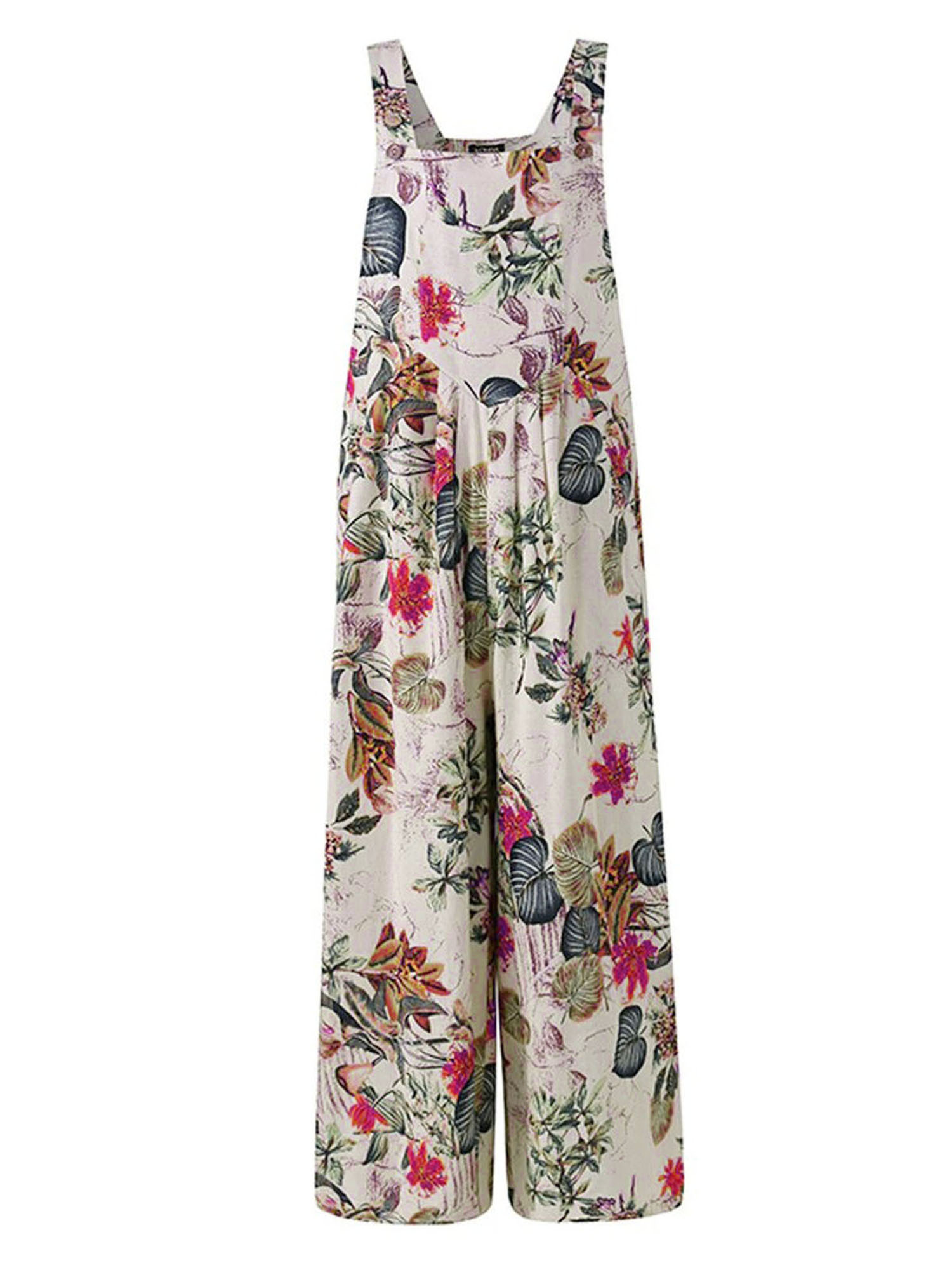 JBEELATE Women Sleeveless Floral Jumpsuit Wide Leg Long Trousers ...