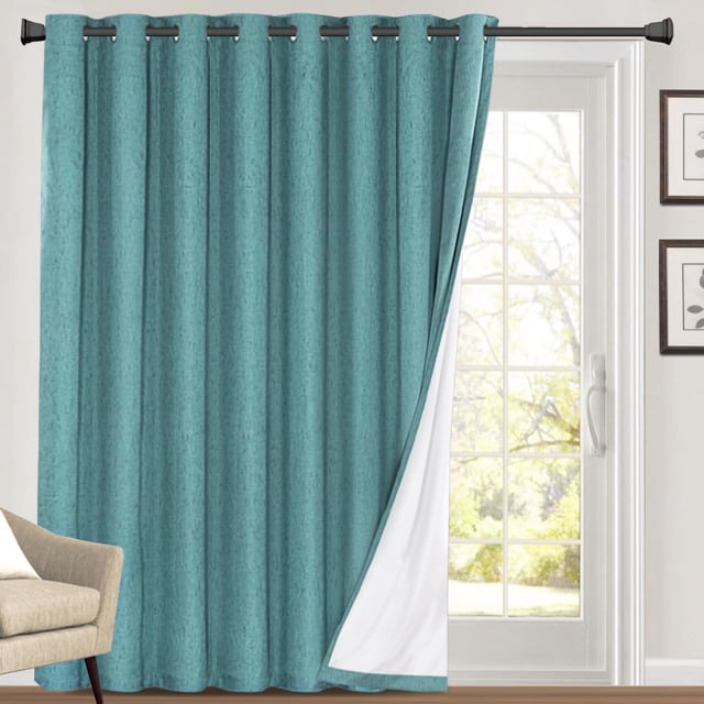 Cortinas opacas PrincDeco azul turquesa para puertas corredizas de vidrio