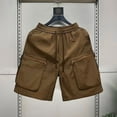 thumbnail image 2 of Men's Casual Shorts Sec Shorts Beach Wedding Men with Pockets Flashy Tie 4 8 Active Fuzzy Compression Cool for Men's Summer Fashion Thin Five Quarter Pants Solid Color Coffee L, 2 of 8